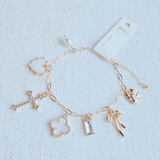 Ellison and Young White / OS Cross Clover Multi Charm Bracelet