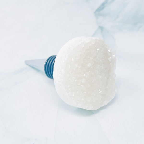 Ellison and Young Wine Stopper Sugar White Druzy / OS Beauty of Nature Stone Wine Stopper