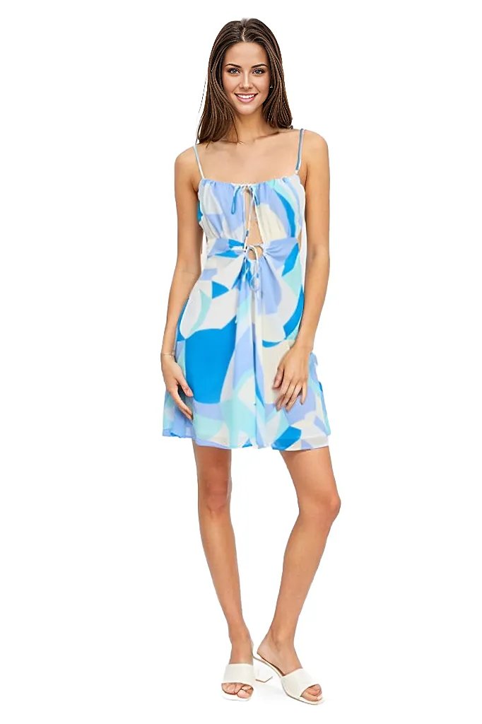 Double Tie Mini Printed Dress