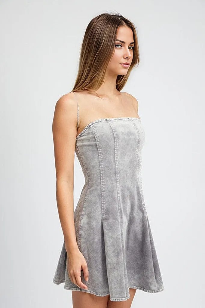 Isla Pleated Strapless Mini Dress