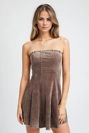 Isla Pleated Strapless Mini Dress