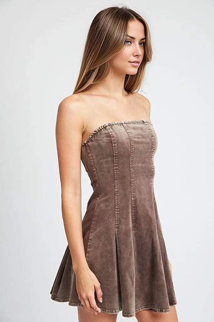 Isla Pleated Strapless Mini Dress