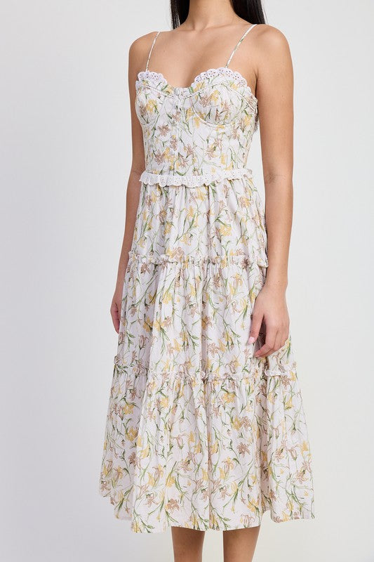 Emory Park Dresses MIDI FLORAL CORSET DRESS