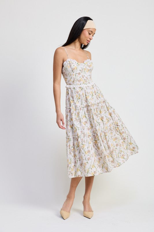 Emory Park Dresses MIDI FLORAL CORSET DRESS