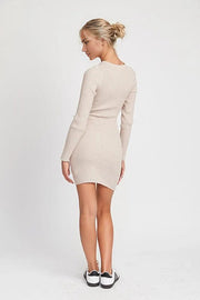 Dresses Ribbed Long Sleeve Mini Dress