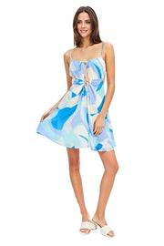 Emory Park Dresses SKY BLUE / S Double Tie Mini Printed Dress