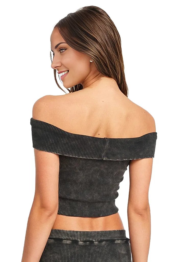 GARMENT DYE STRAPLESS CROP TOP