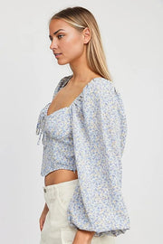 HANKY HEM TOP WITH BUBBLE SLEEVES