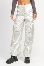 Pants SILVER / S METALLIC CARGO PANTS