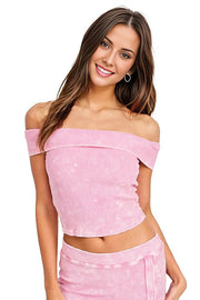 GARMENT DYE STRAPLESS CROP TOP