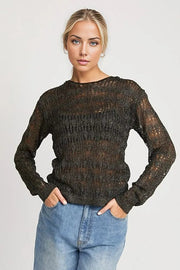 Emory Park Shirts & Tops BLACK / S Randee Glitter Crochet Top