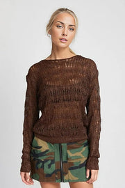 Emory Park Shirts & Tops CHOCOLATE / S Randee Glitter Crochet Top