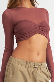 Shirts & Tops CREW NECK RUCHED BUST CROP TOP