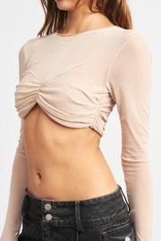 Shirts & Tops CREW NECK RUCHED BUST CROP TOP