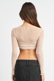 Shirts & Tops CREW NECK RUCHED BUST CROP TOP