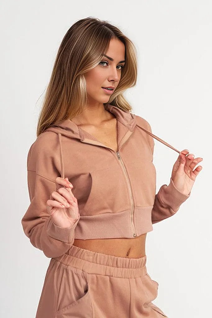 Cropped Zip Up Hoodie