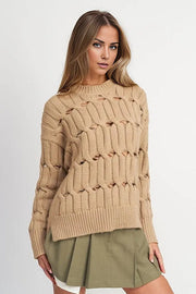 OPEN KNIT SWEATER WITH SLITS