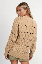 OPEN KNIT SWEATER WITH SLITS