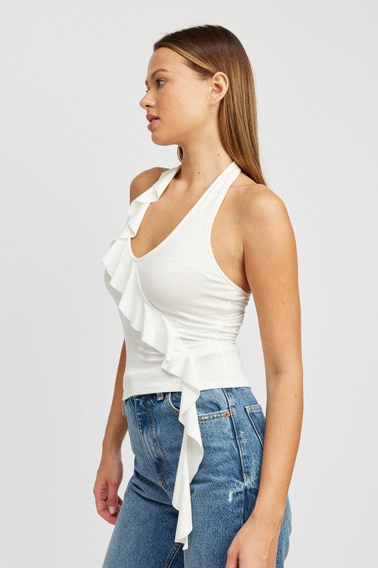 Emory Park Shirts & Tops RUFFLED HALTER TOP