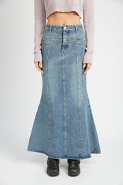 Emory Park Skirts DENIM BLUE / S Fluted Denim Skirt