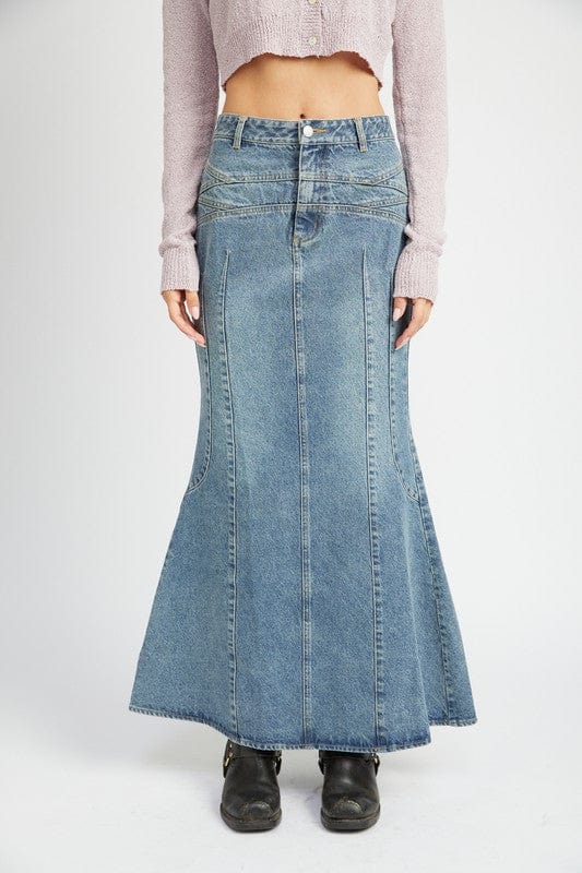 Fluted Denim Skirt