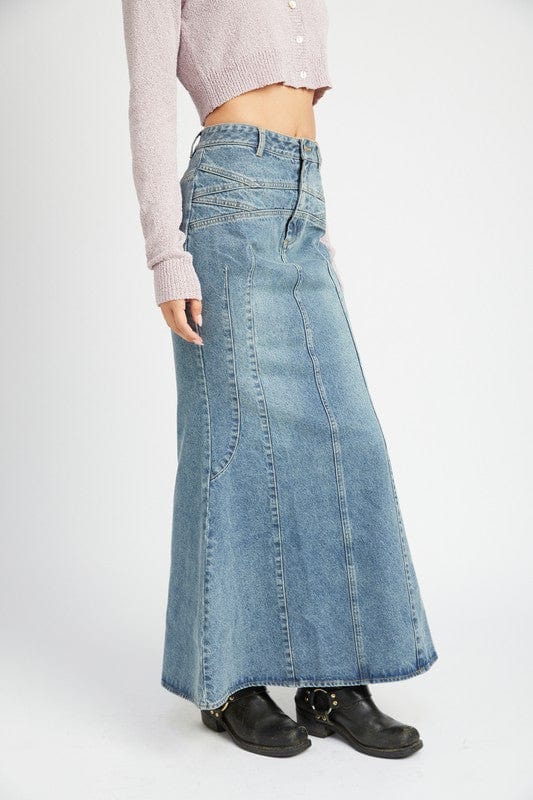 Fluted Denim Skirt