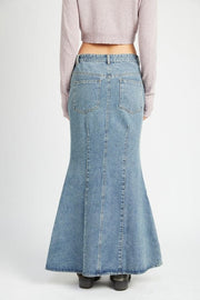 Fluted Denim Skirt