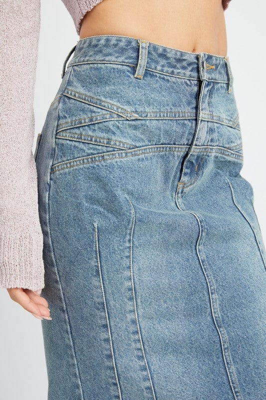 Fluted Denim Skirt