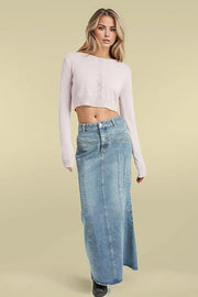 Fluted Denim Skirt