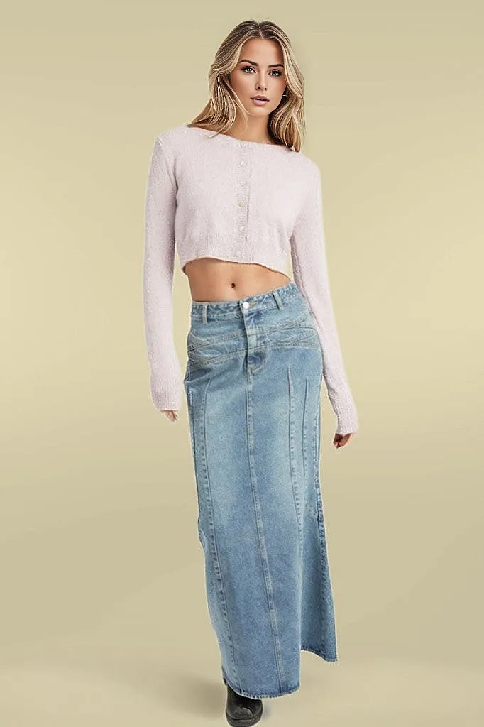 Emory Park Skirts Fluted Denim Skirt