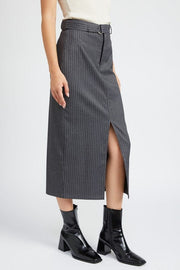 Lucy Pinstripe Midi Skirt with Slit