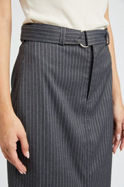Lucy Pinstripe Midi Skirt with Slit