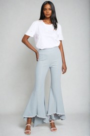 Stretch Denim Pintuck Pleated Jeans