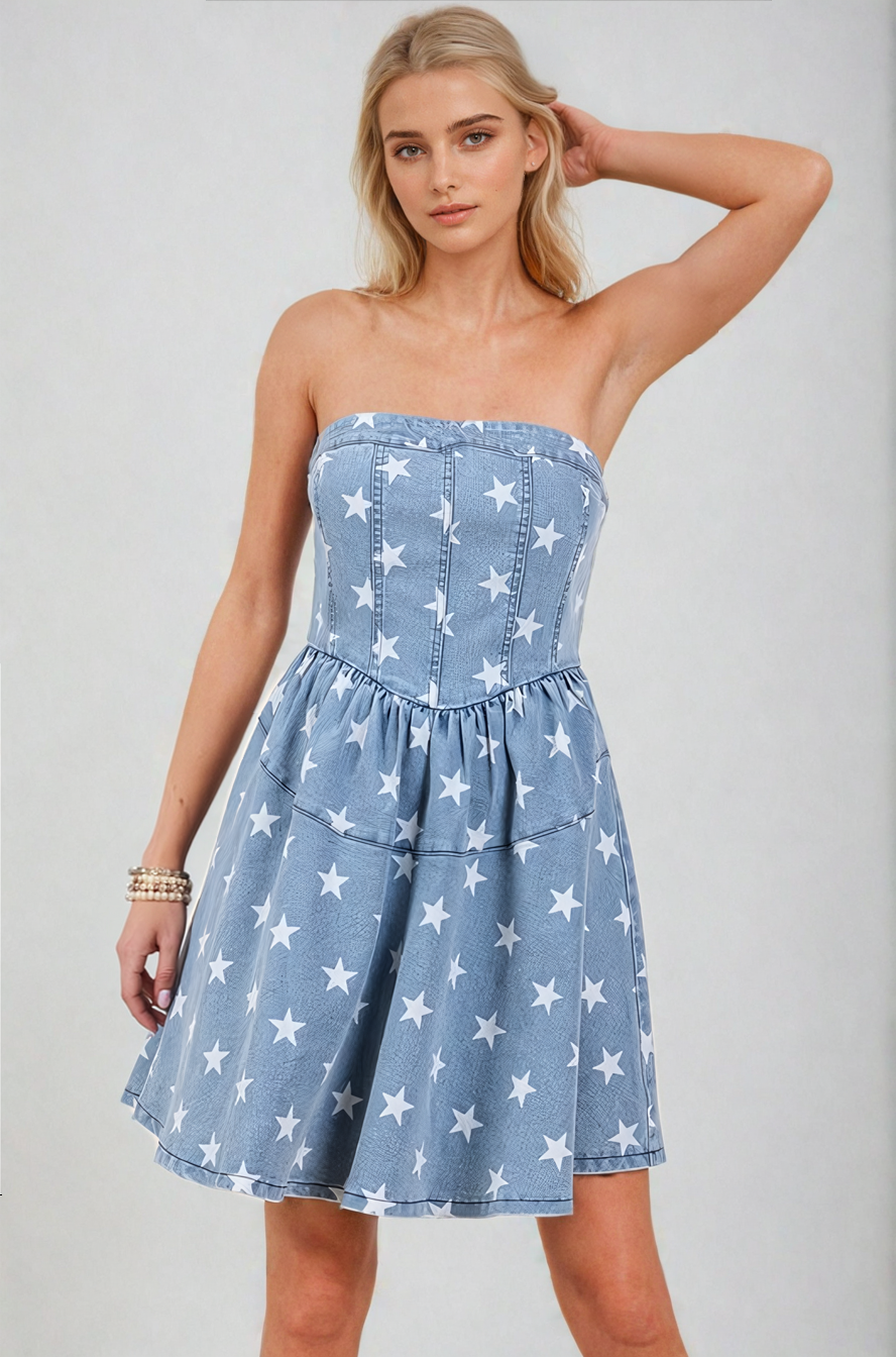 Star Denim Mini Dress