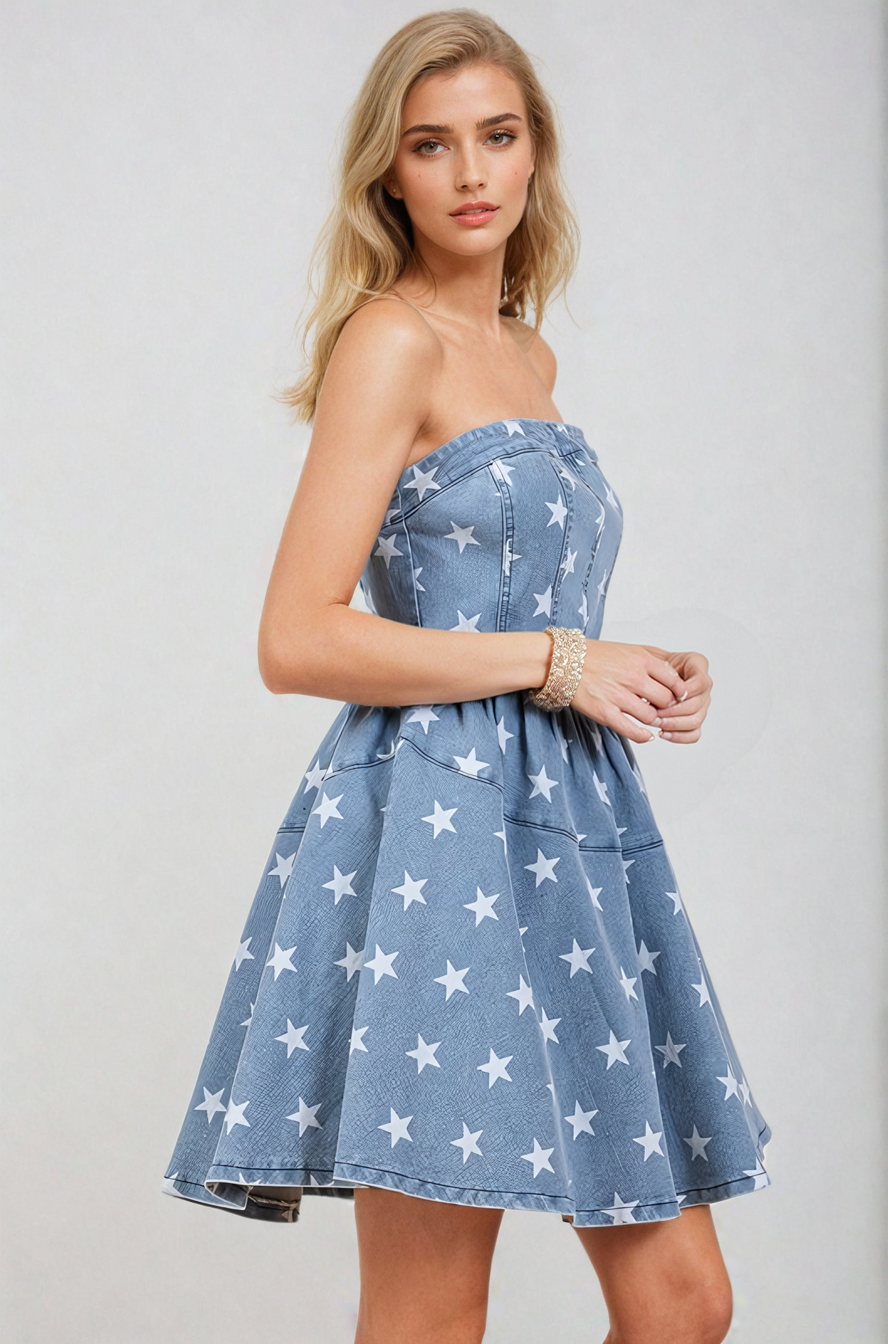 Star Denim Mini Dress