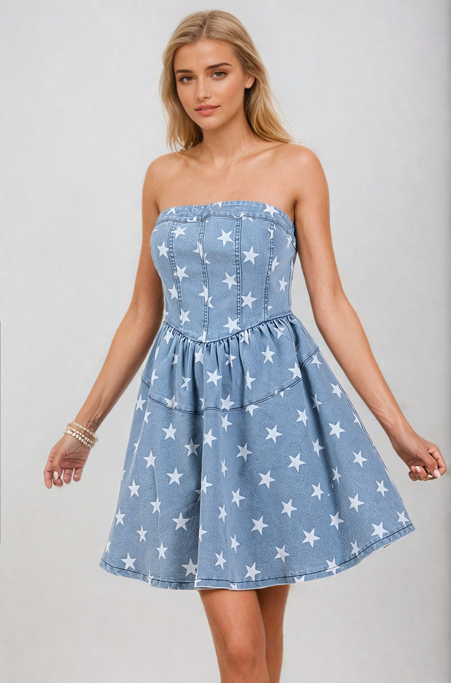 Star Denim Mini Dress