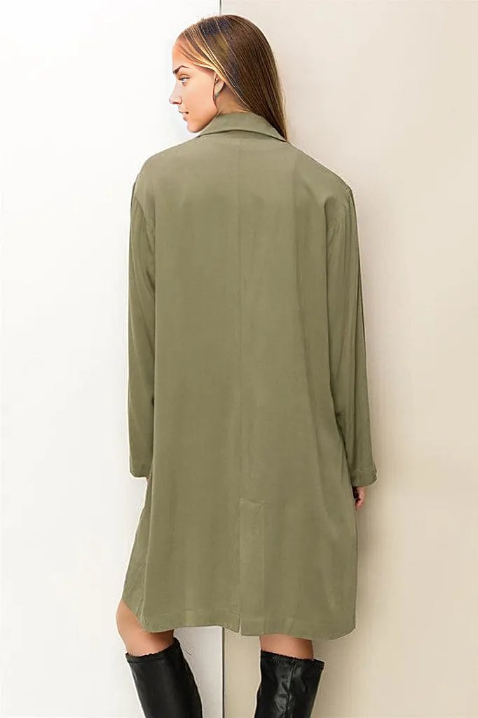 Right Round Button Front Oversized Coat