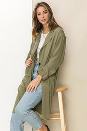 Right Round Button Front Oversized Coat