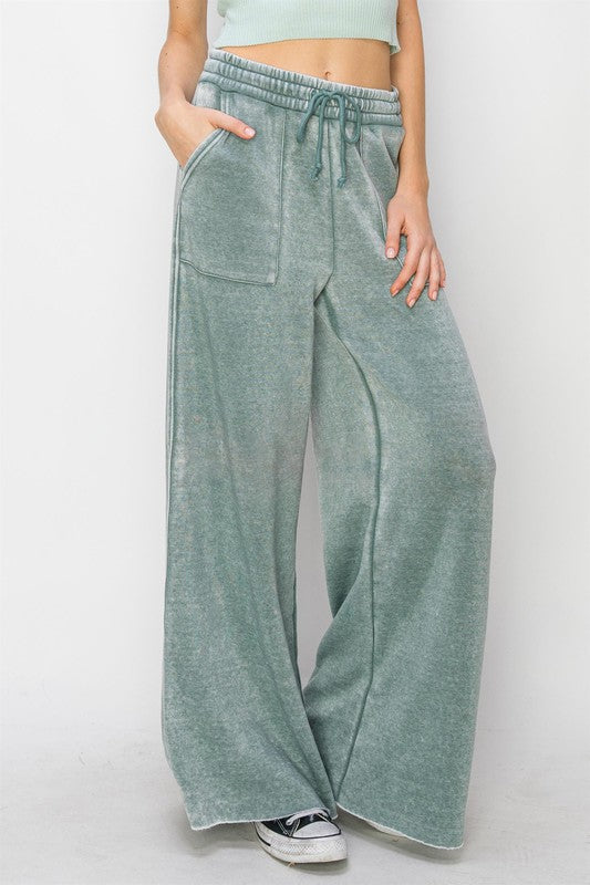 HYFVE Pants High Rise Wide Leg Drawstring Pants