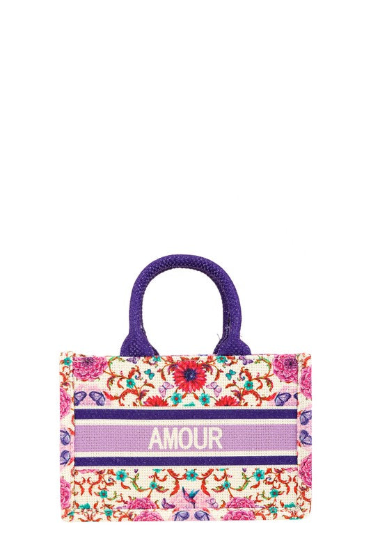 AMOUR Flower Oblique Book Small Tote Bag