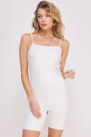 Jade By Jane Jumpsuits & Rompers WHITE / S Active Spaghetti Strap Unitard Romper