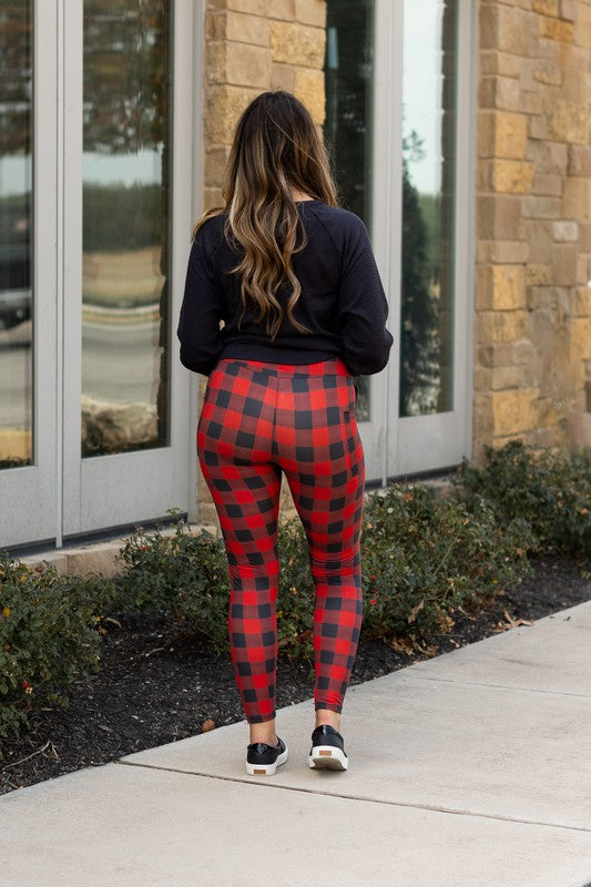 Red & Black Plaid Leggings