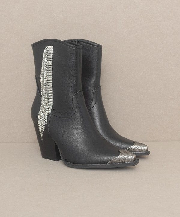 BLACK / 6 Kai - Rhinestone Fringe Boots