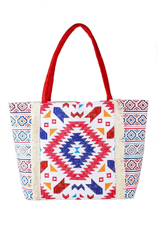 LA Jewelry Plaza Tote Bags AS PREVIEW / O/S Aztec Printed Embroidered Oversize Tote Bag