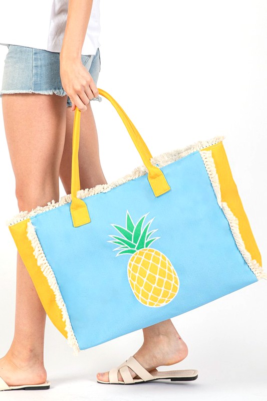 LA Jewelry Plaza AS PREVIEW / O/S Pineapple Fringe Oversize Fashion Tote