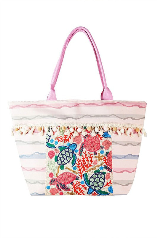 LA Jewelry Plaza Tote Bags AS PREVIEW / O/S Sea Life Beaded Embroidered Oversize Tote Bag