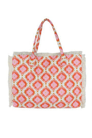 LA Jewelry Plaza Fuchsia / O/S Boho Aztec Jacquard Fashion Tote