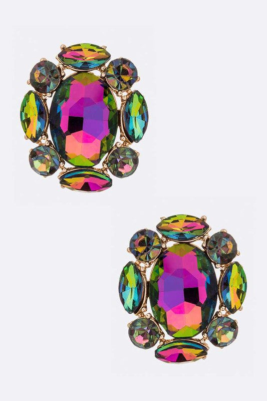 LA Jewelry Plaza Earrings GOLD/IRIDESCENT / O/S Crystal Iconic Earrings