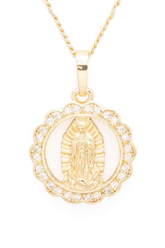 Saint Mary CZ Pendant Necklace