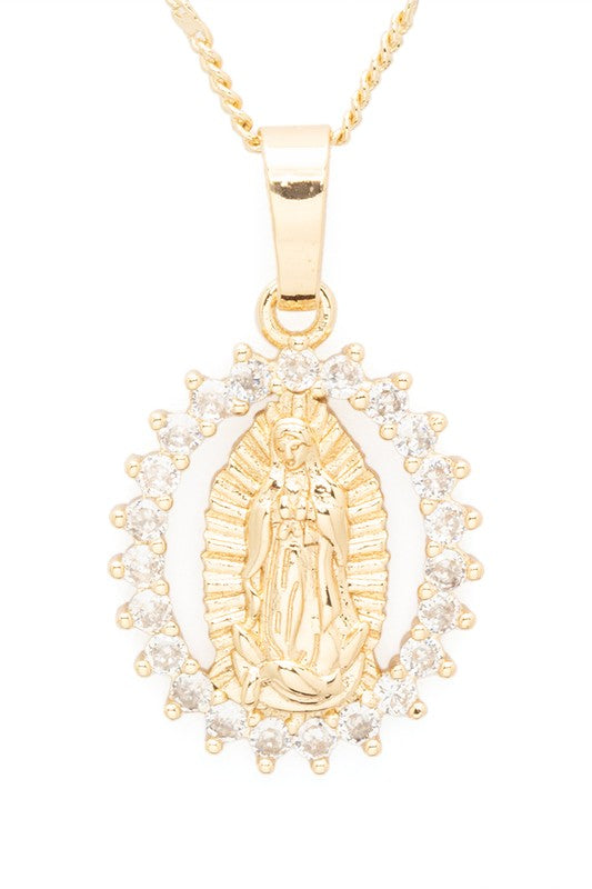 Saint Mary CZ Pendant Necklace